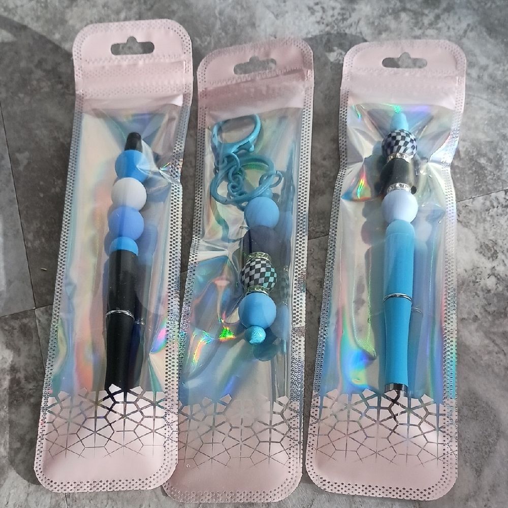3PC Handcrafted Beaded PENS Bundle Office supplies Cute